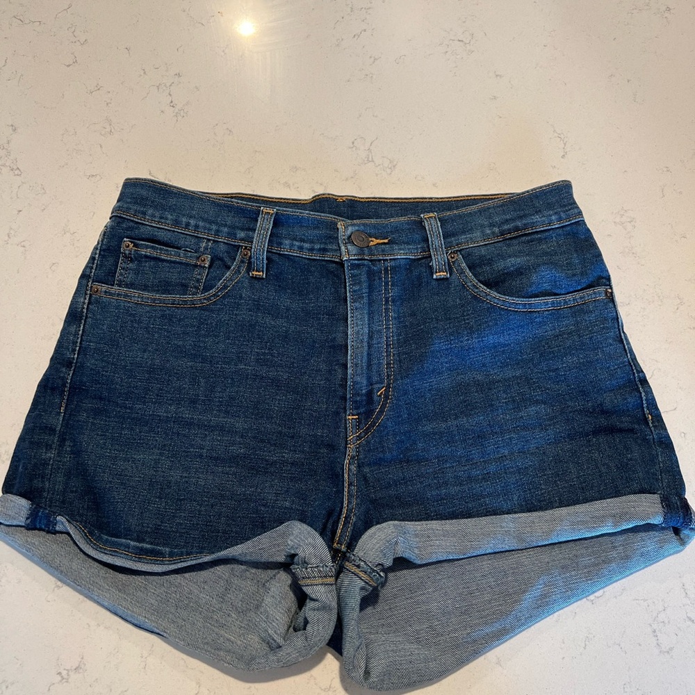 Dark Blue Denim Shorts